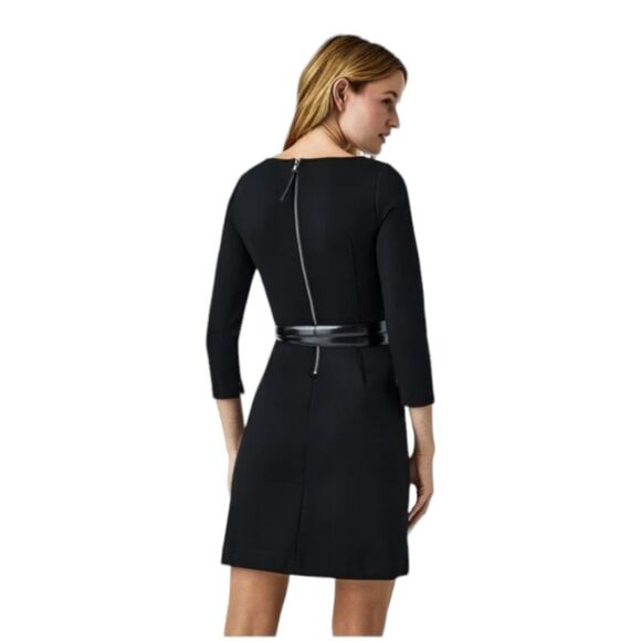 Spanx Perfect Fit Black 3/4 Sleeve A-Line Stretch Ponte Smoothing Dress Size L - Picture 14 of 15